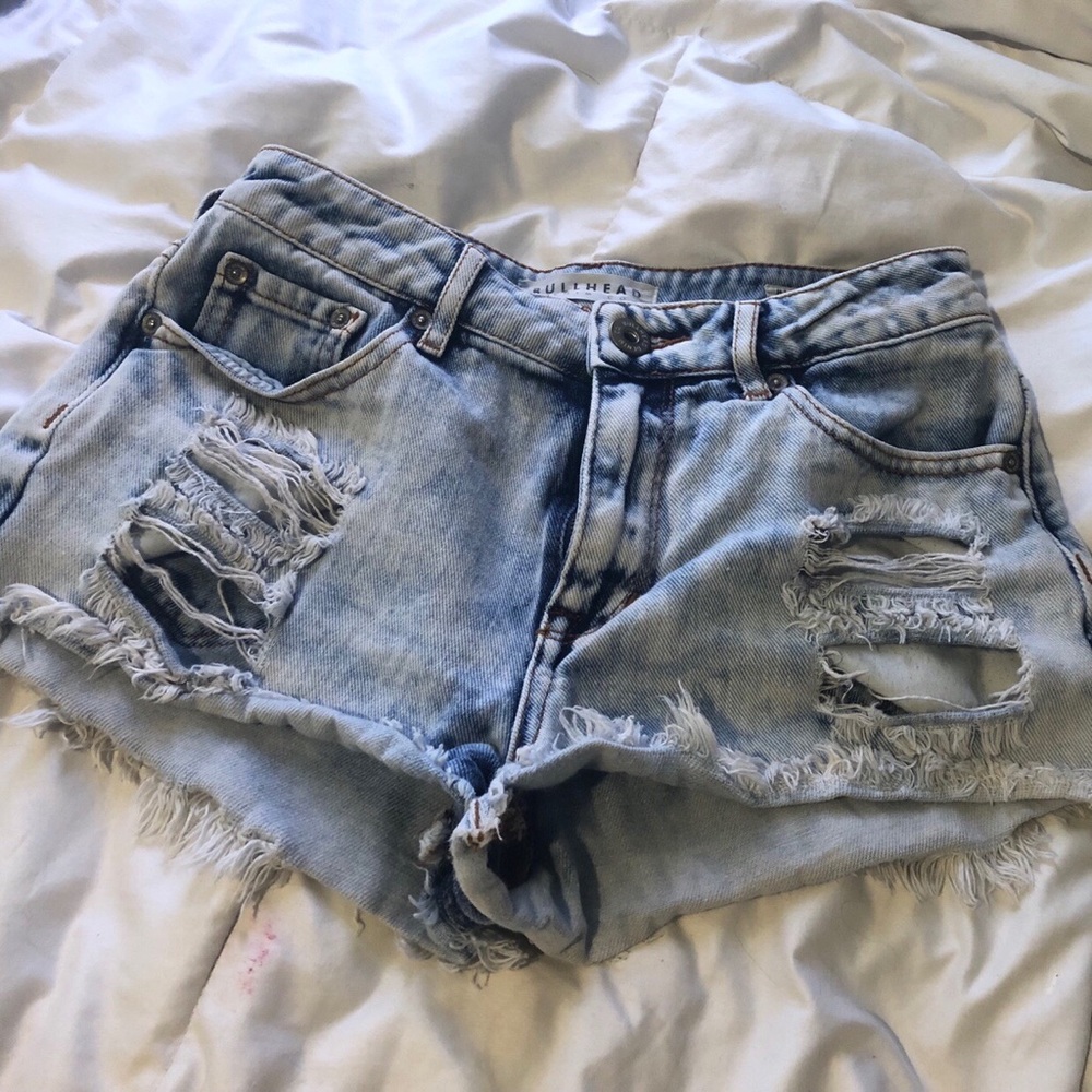 bullhead (pacsun) distressed denim shorts